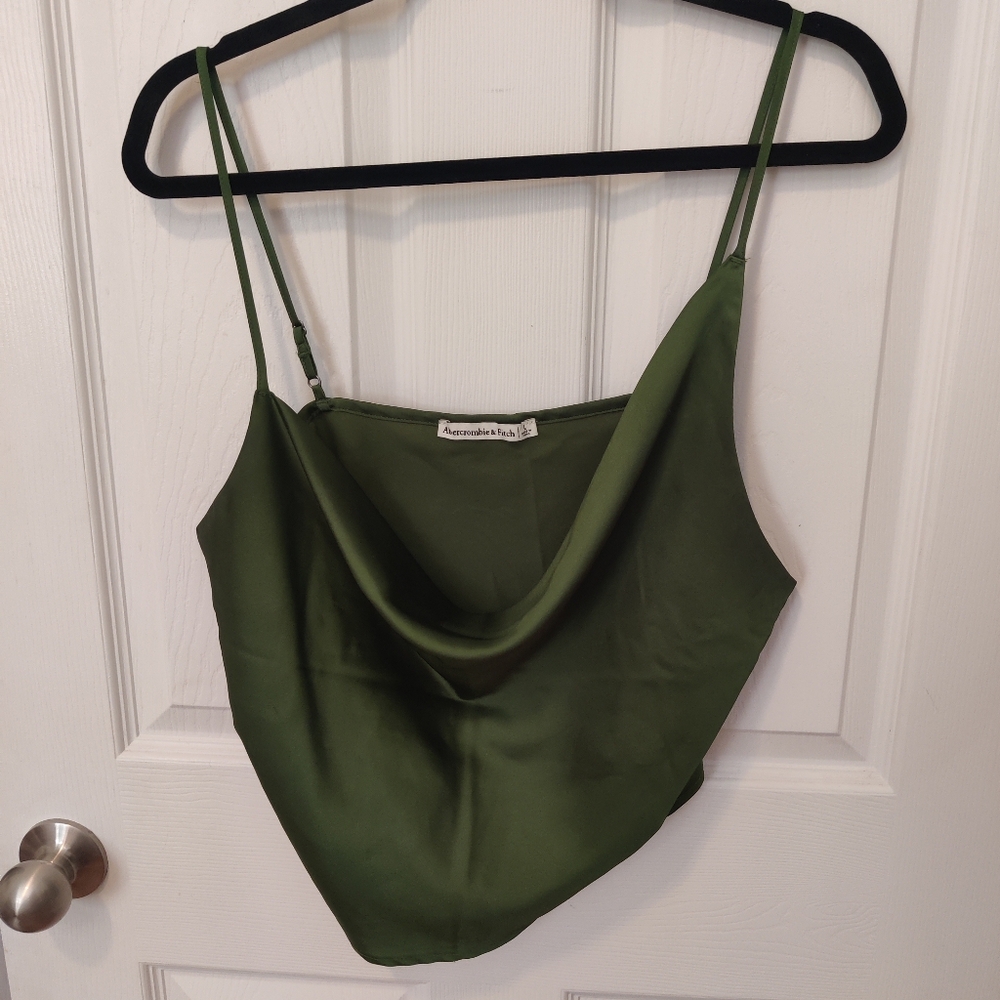 Emerald green Abercrombie satin feel cowel neck cami